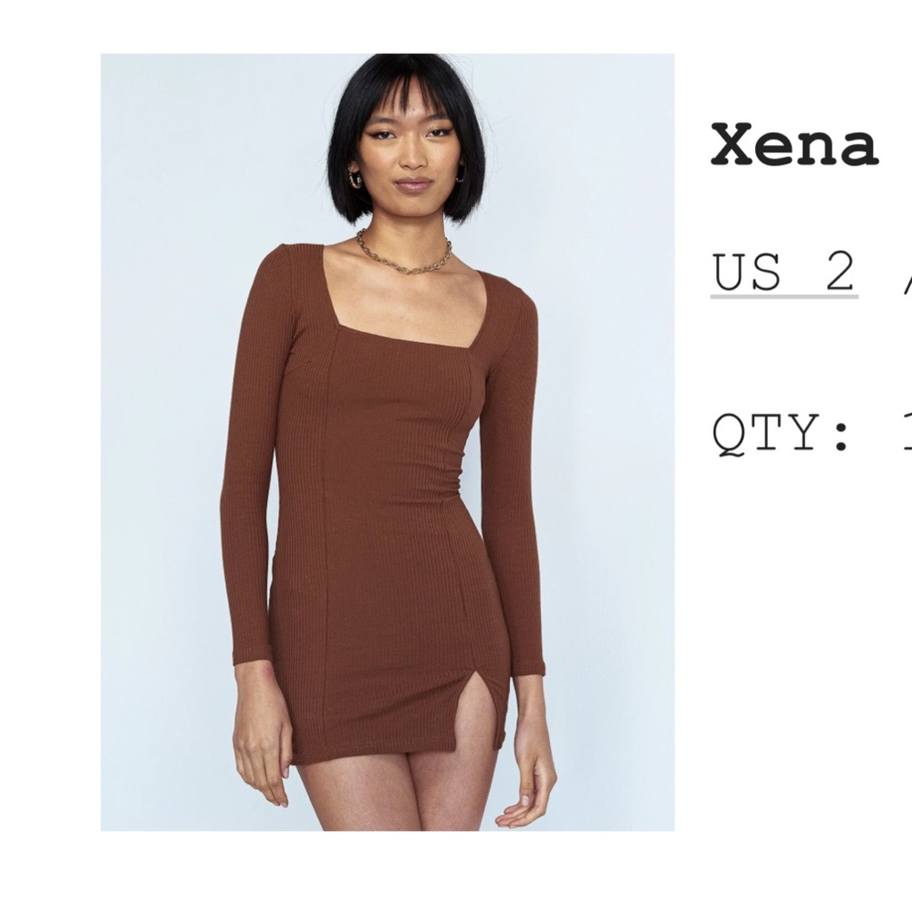 Princess Polly brown long sleeve mini dress